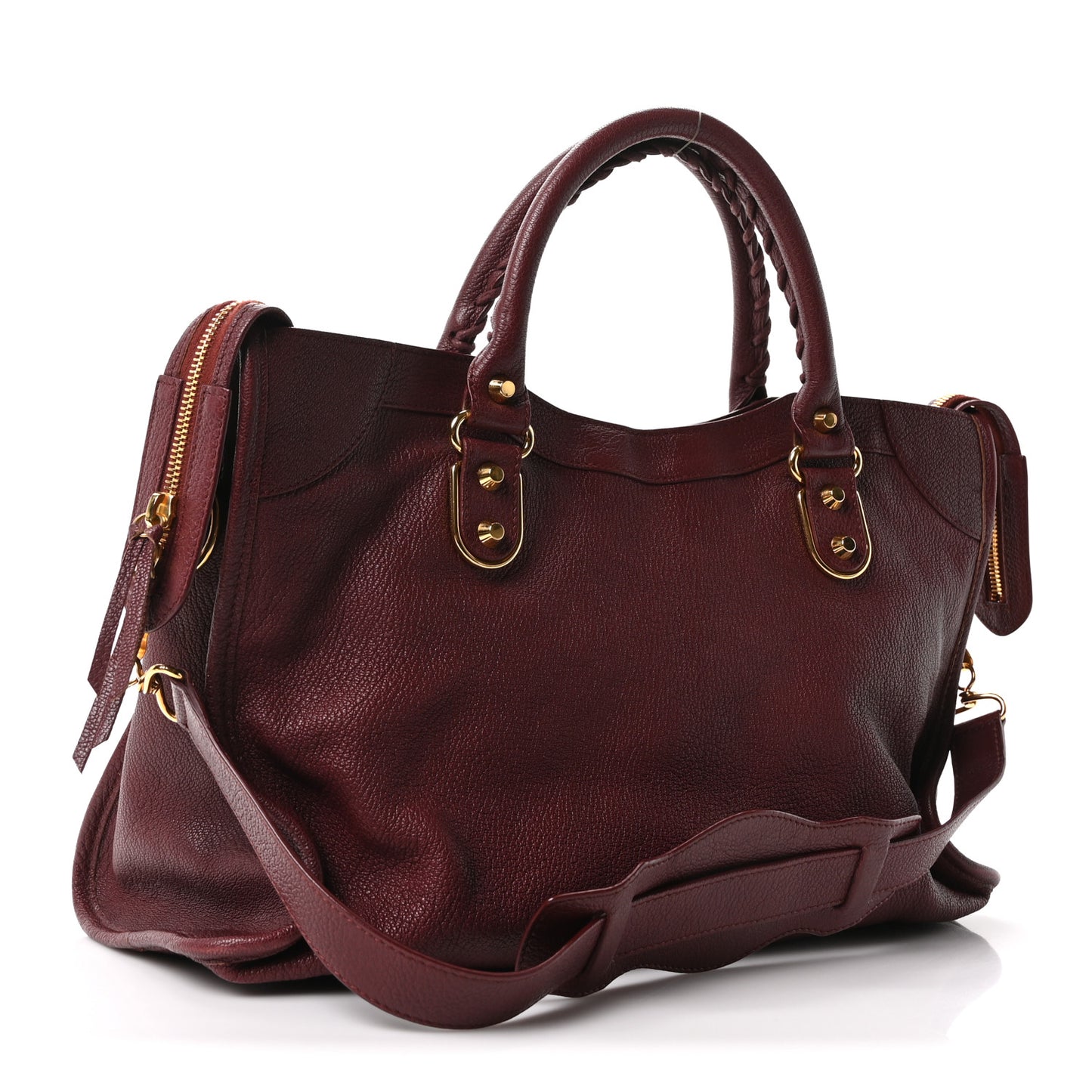 Chevre Gold Metallic Edge Hardware City Bordeaux