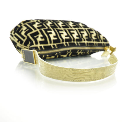 Fendi Velvet Zucca Lizard Shoulder Bag Beige 5 of 7