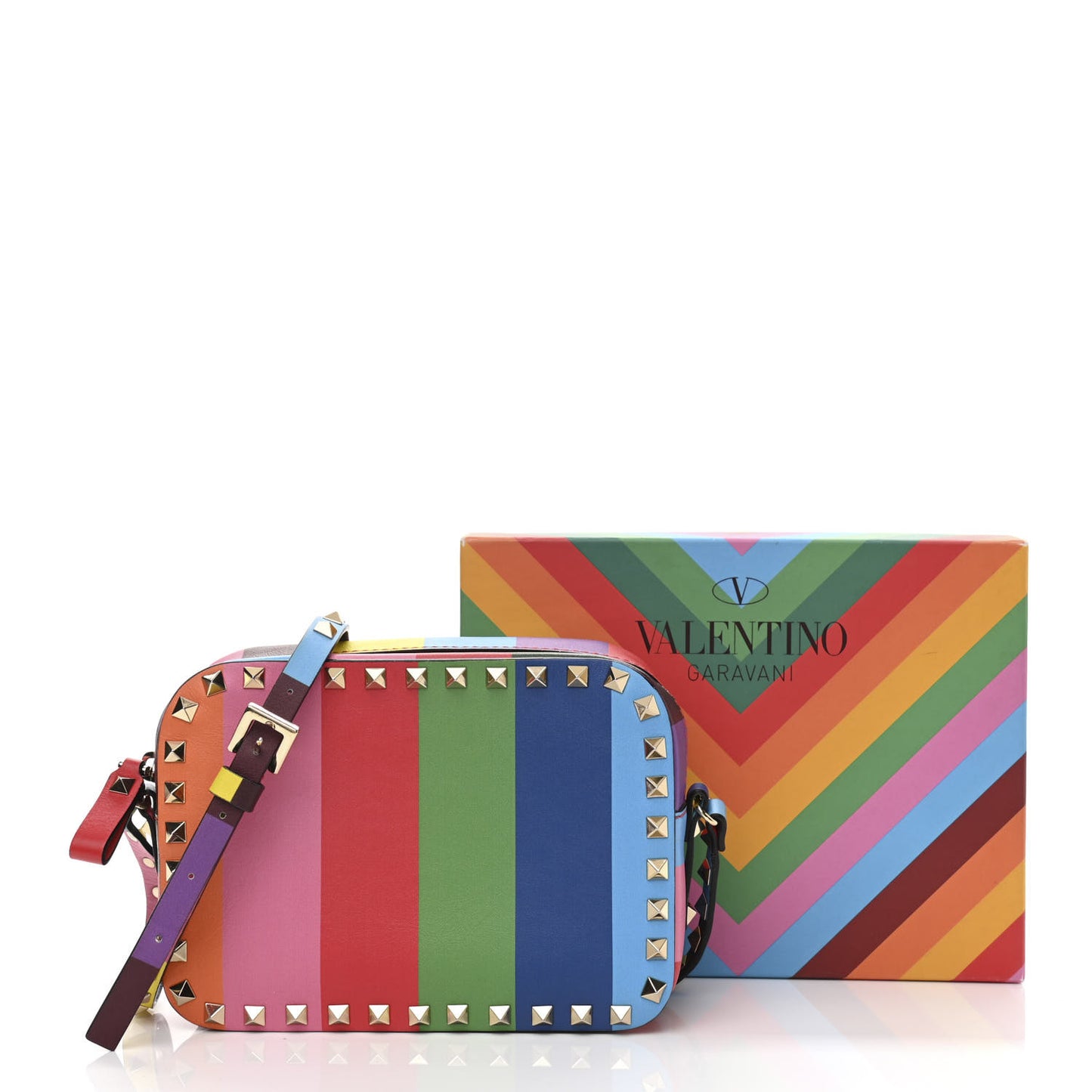 Vitello 1973 Rockstud Camera Crossbody Bag Multicolor