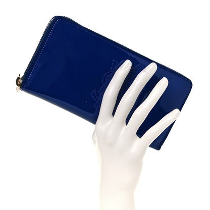 Saint Laurent Patent Calfskin Belle De Jour Zip Around Wallet Royal Blue 2 of 8