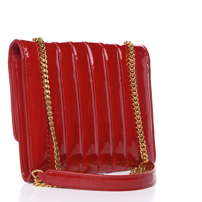 Saint Laurent Patent Calfskin Matelasse Vicky Chain Wallet Rouge Eros 3 of 8