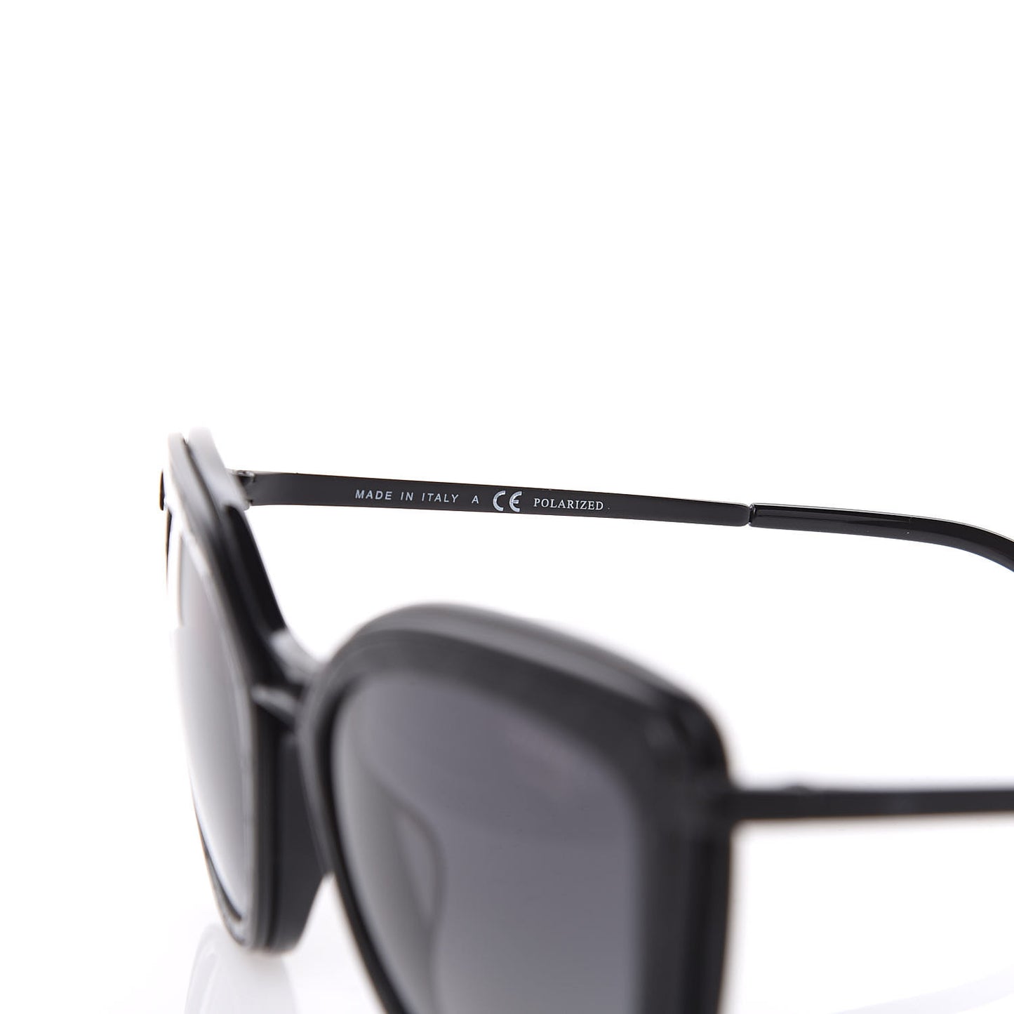 Acetate Polarized Quilted Metal Butterfly Sunglasses 4238-A Black