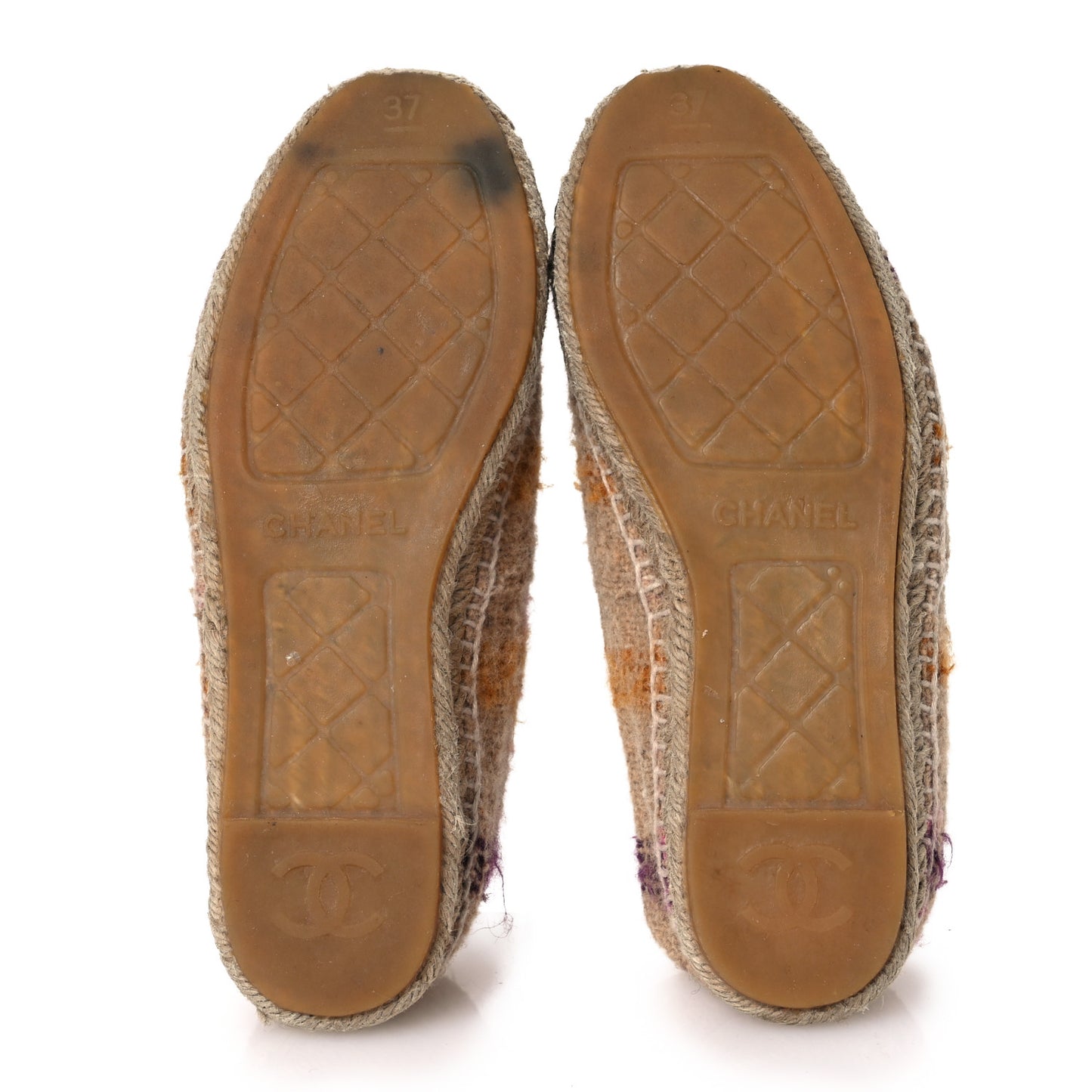 Tweed CC Espadrilles 37 Beige Pink Peach