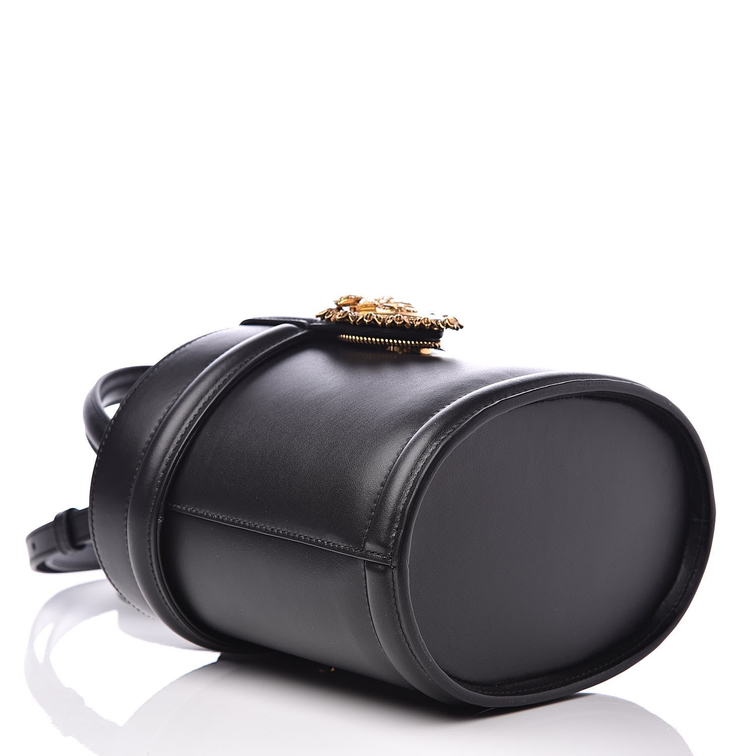 Dolce & Gabbana Smooth Calfskin Devotion Bucket Top Handle Bag Black 4 of 10