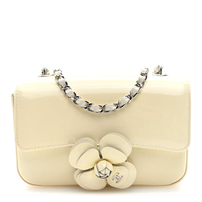 Chanel Patent Calfskin Small Camellia Single Flap White 1 of 10
