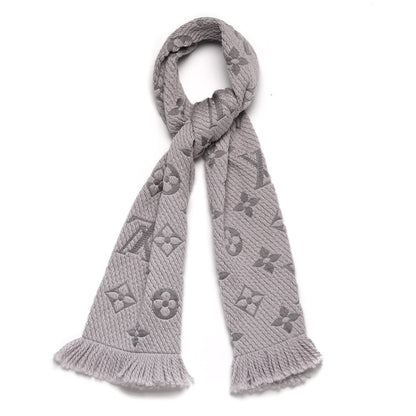 Louis Vuitton Wool Silk Logomania Scarf Pearl Grey 1 of 5