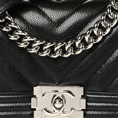 Chanel Caviar Chevron Quilted Small Boy Flap Black 8 of 10