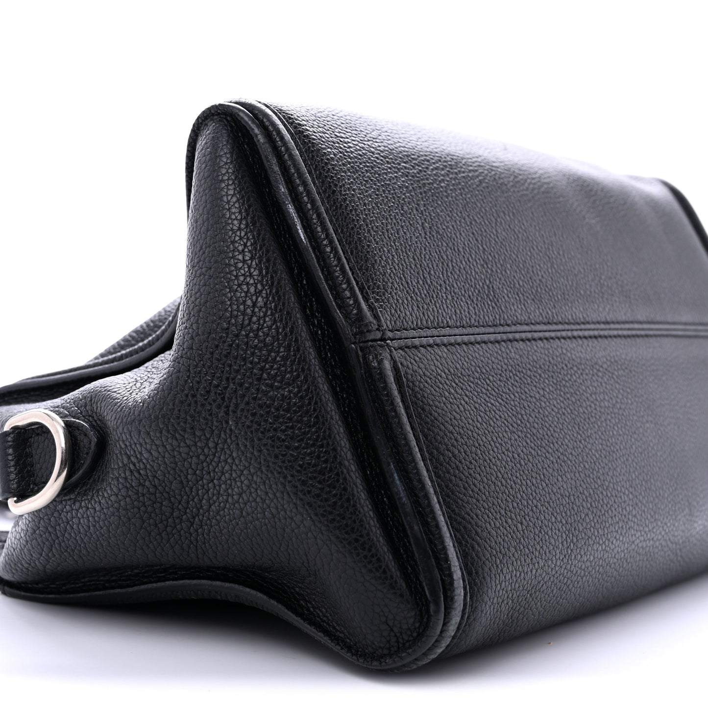 Pebbled Calfskin Mini Skull Padlock Zip Around Tote Black