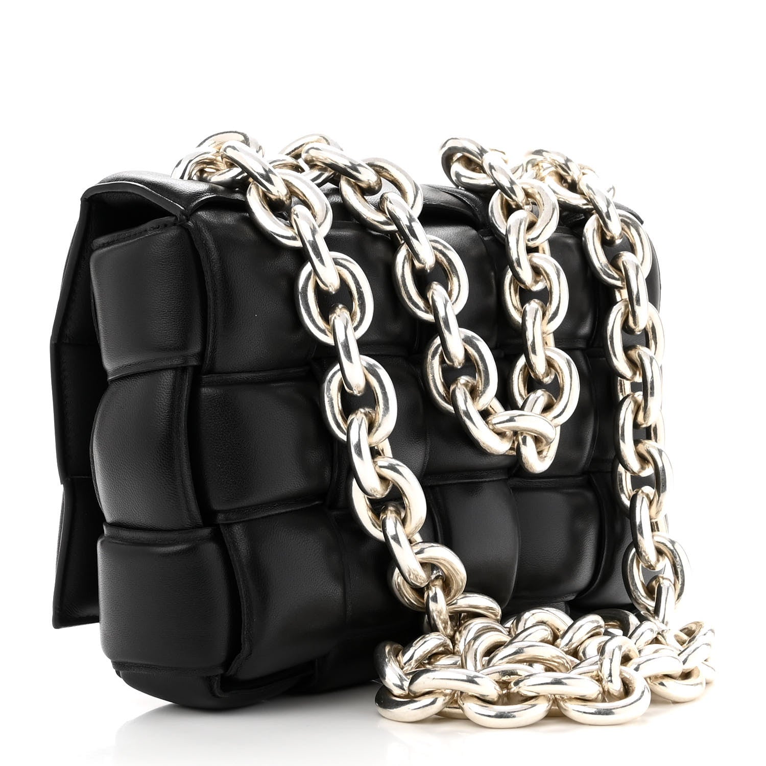 Bottega Veneta Lambskin Maxi Intreccio Padded Chain Cassette Crossbody Bag Black 3 of 10