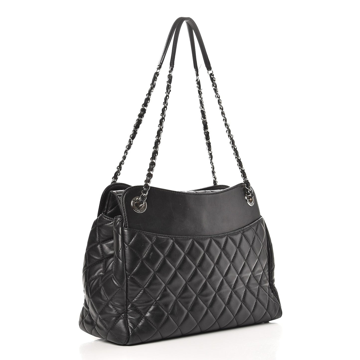 Lambskin Quilted 7 Large Tote Black