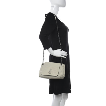 Saint Laurent Pebbled Lambskin Chevron Monogram Small Nolita Crema Soft 2 of 11