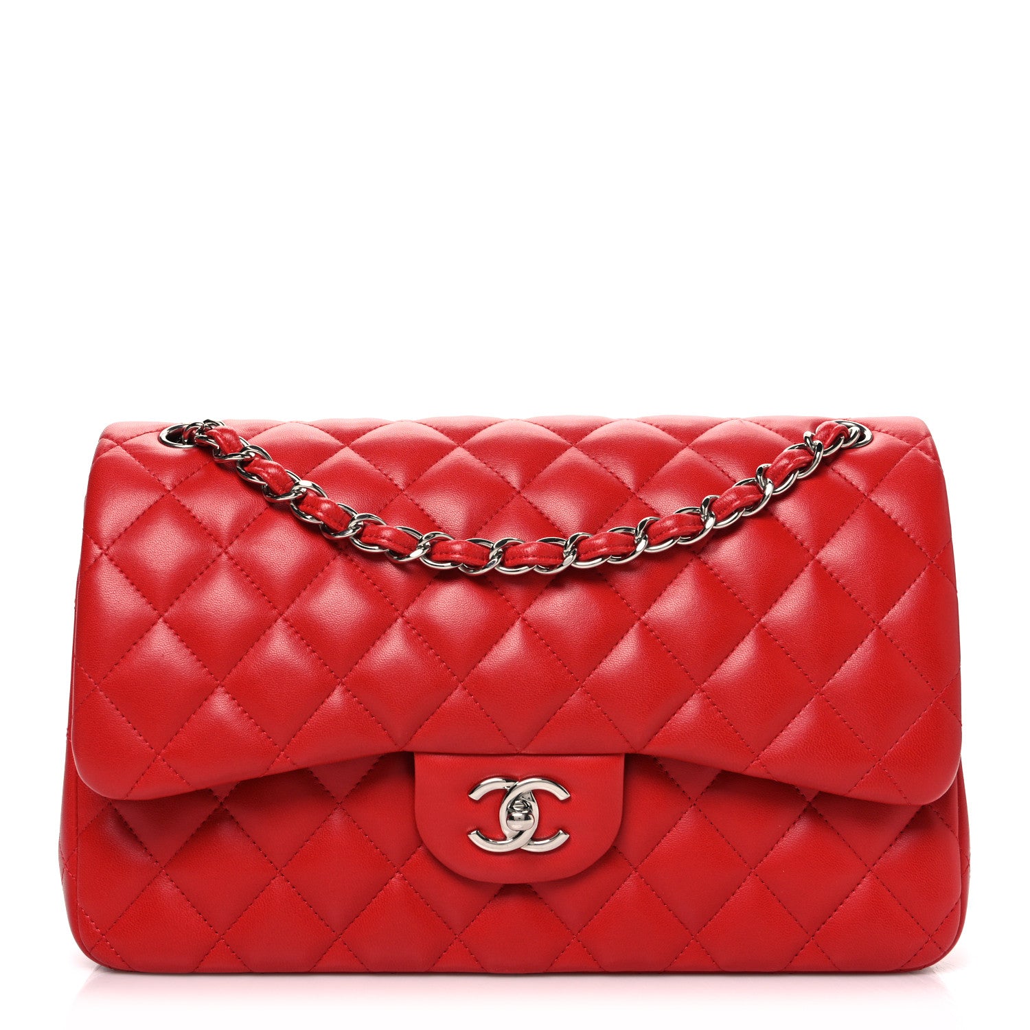 Chanel Lambskin Quilted Jumbo Double Flap Red 1 of 9