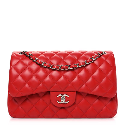 Chanel Lambskin Quilted Jumbo Double Flap Red 1 of 9
