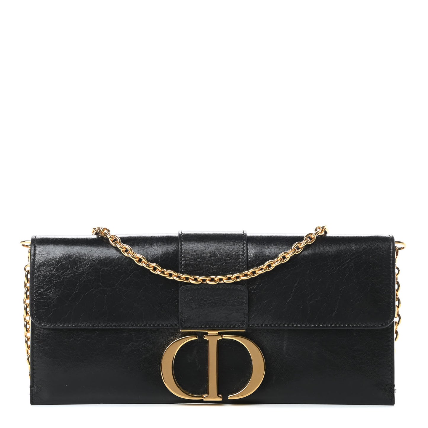 Crinkled Lambskin 30 Montaigne Clutch Black