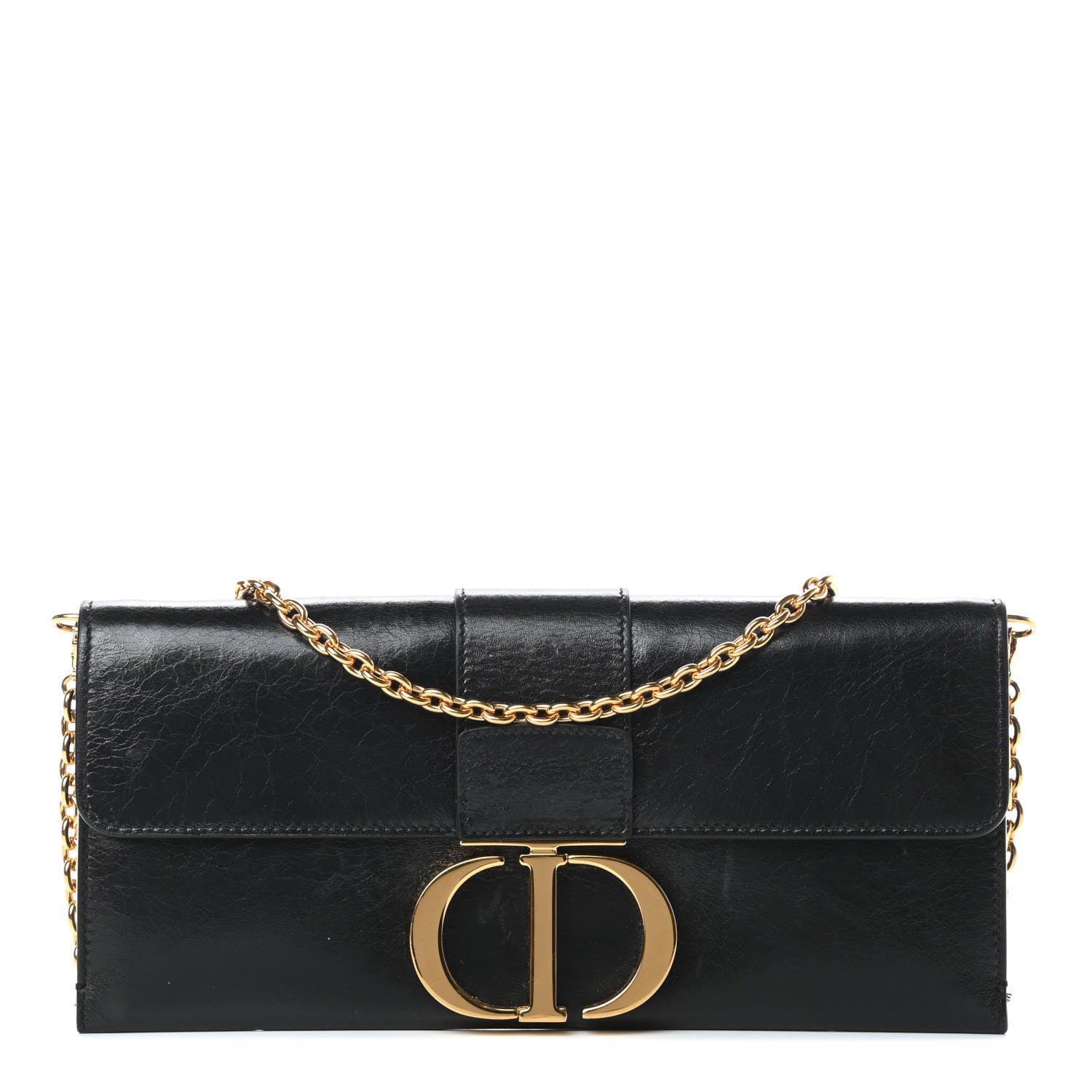 Christian Dior Crinkled Lambskin 30 Montaigne Clutch Black 1 of 15