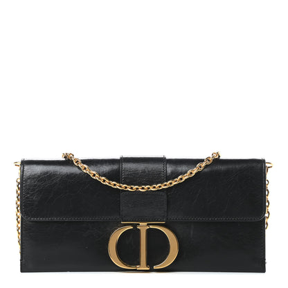 Christian Dior Crinkled Lambskin 30 Montaigne Clutch Black 1 of 15
