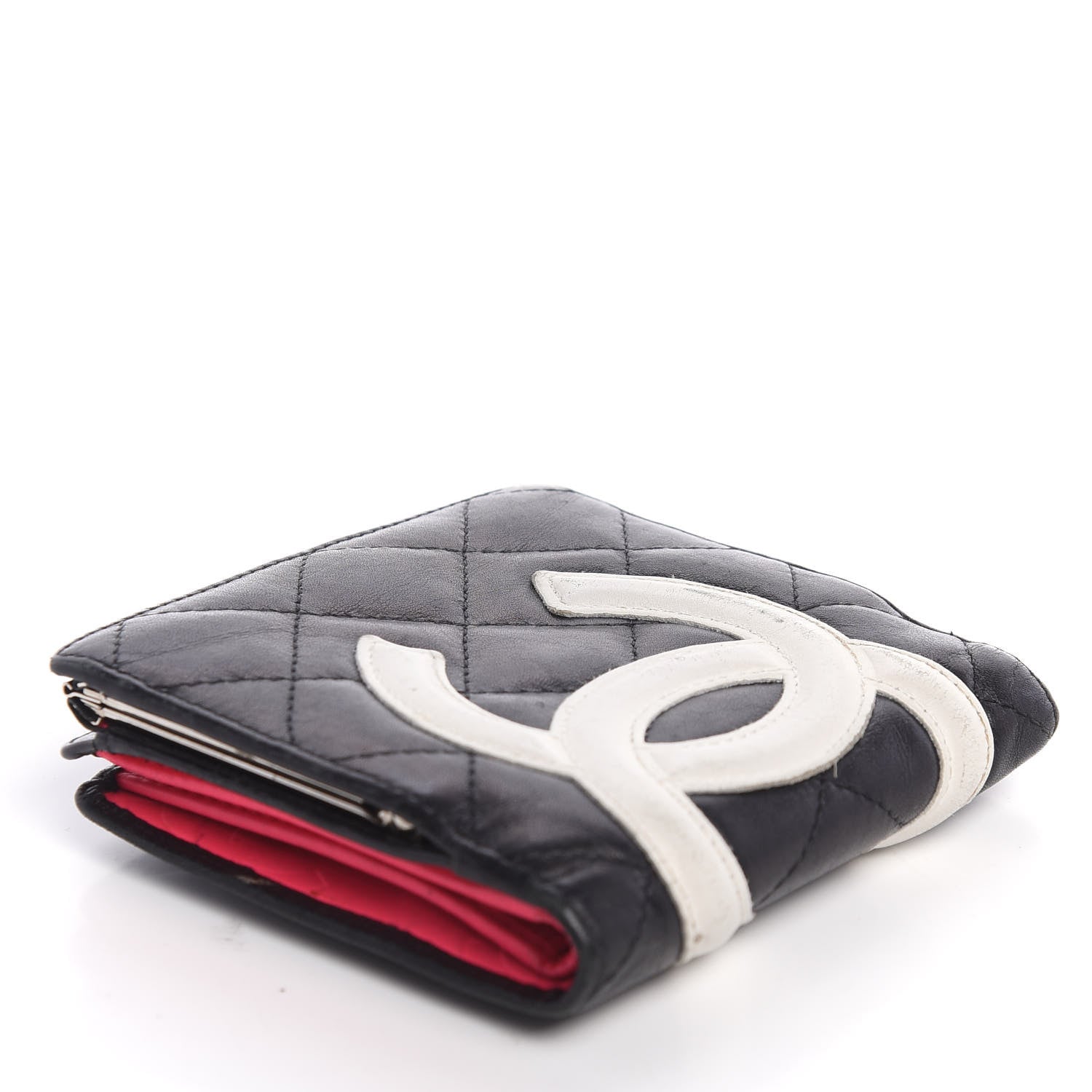 Chanel Calfskin Quilted Cambon Bi-Fold Wallet Black White 4 of 10