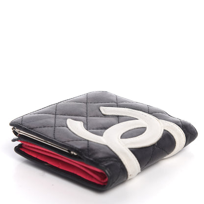Chanel Calfskin Quilted Cambon Bi-Fold Wallet Black White 4 of 10