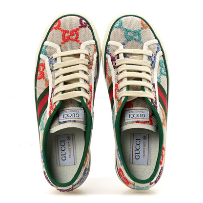 Gucci Linen Psychedelic Mini GG Monogram Womens 1977 Tennis Sneakers 38 Multicolor Mystic White 2 of 8