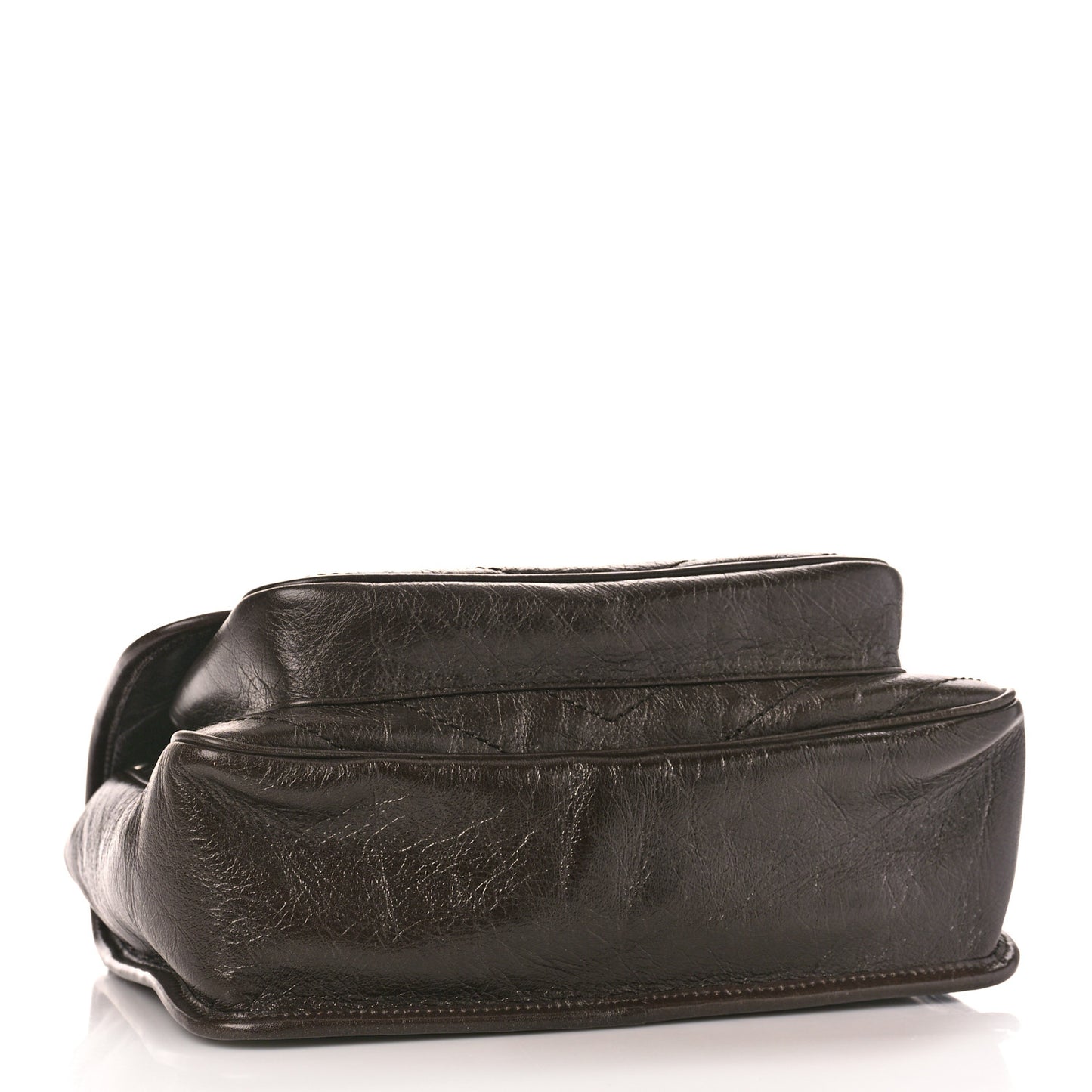Crinkled Calfskin Matelasse Monogram Medium Niki Chain Satchel Chocolate