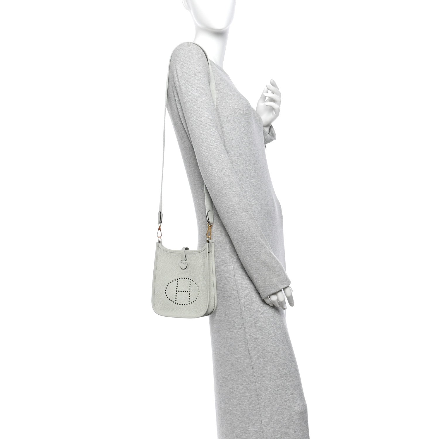 Hermes Taurillon Clemence Amazone Evelyne TPM Gris Neve 2 of 10
