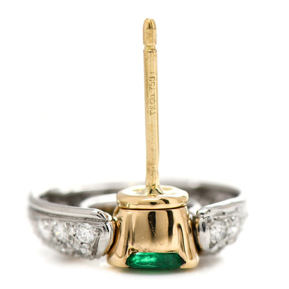 Tiffany 18K Yellow Gold Platinum Diamond Emerald Door Knocker Earrings 5 of 6