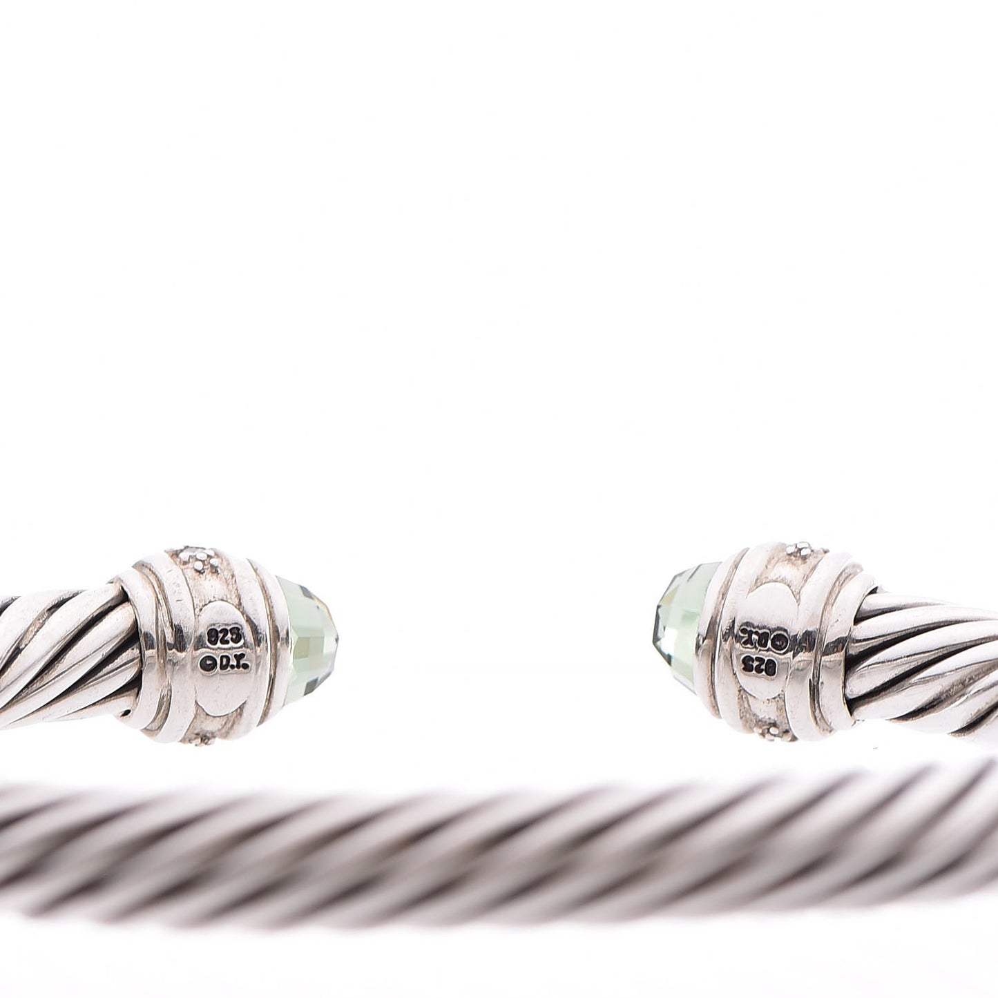 Sterling Silver Diamond Prasiolite 7mm Cable Classics Bracelet