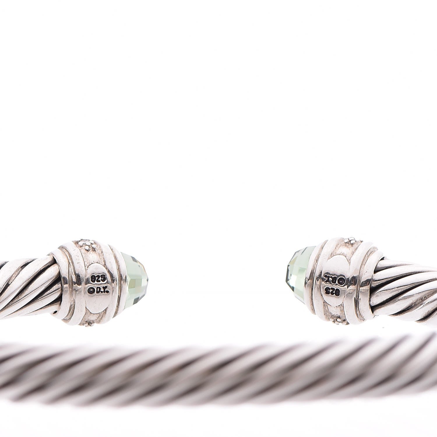 David Yurman Sterling Silver Diamond Prasiolite 7mm Cable Classics Bracelet 3 of 3