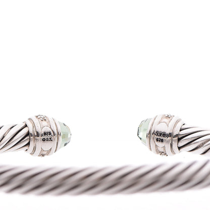 David Yurman Sterling Silver Diamond Prasiolite 7mm Cable Classics Bracelet 3 of 3