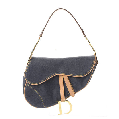 Christian Dior Denim Calfskin Saddle Bag Blue 1 of 9
