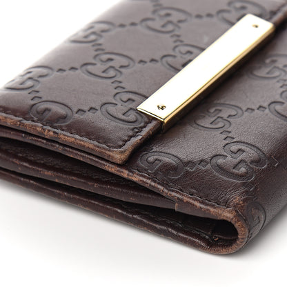 Gucci Guccissima Metal Bar French Flap Wallet Dark Chocolate 7 of 10
