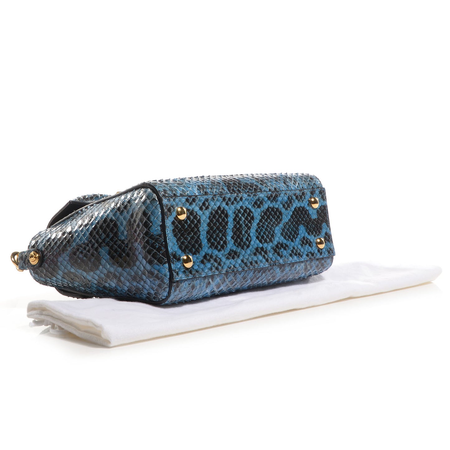 Watersnake Embossed Small Signature Tote Saphire Gold