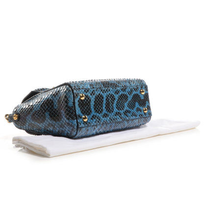 Versace Watersnake Embossed Small Signature Tote Saphire Gold 4 of 8