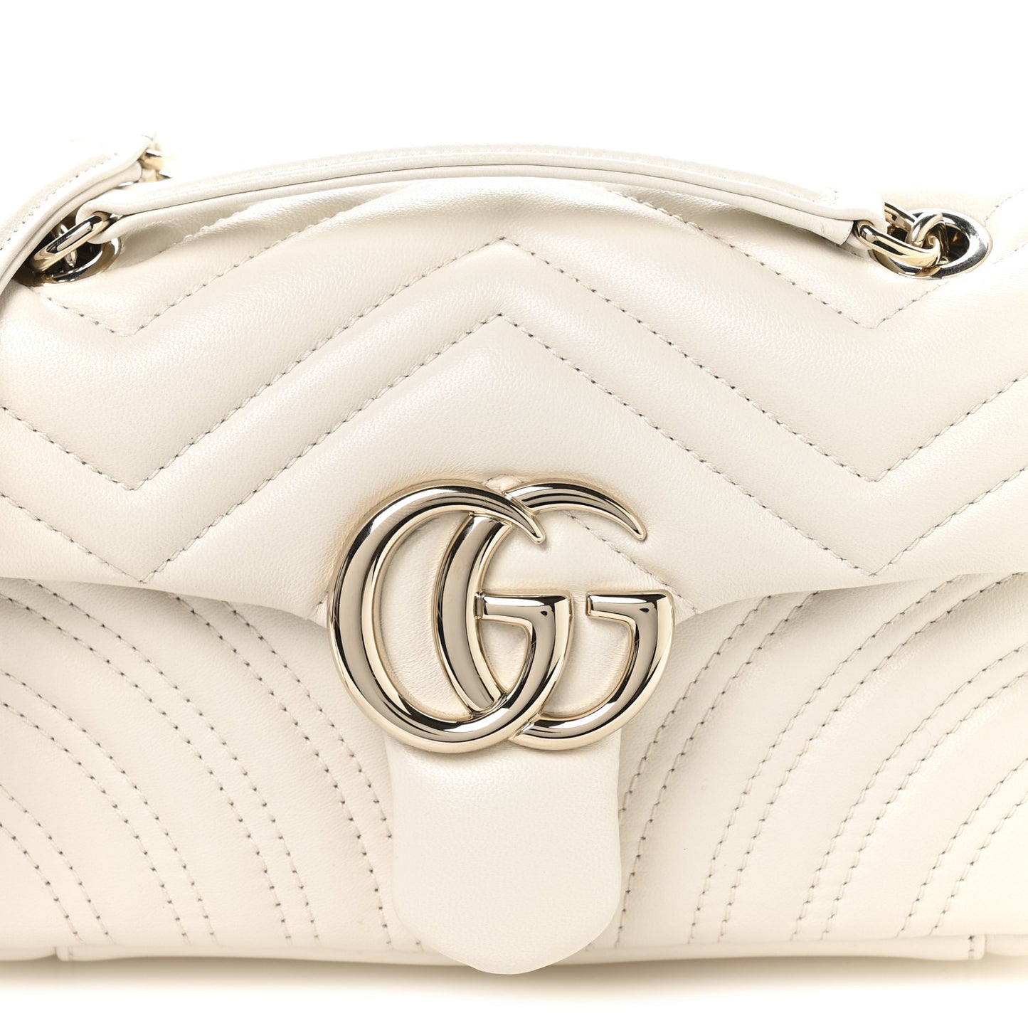 Lambskin Matelasse Small GG Marmont Shoulder Bag White