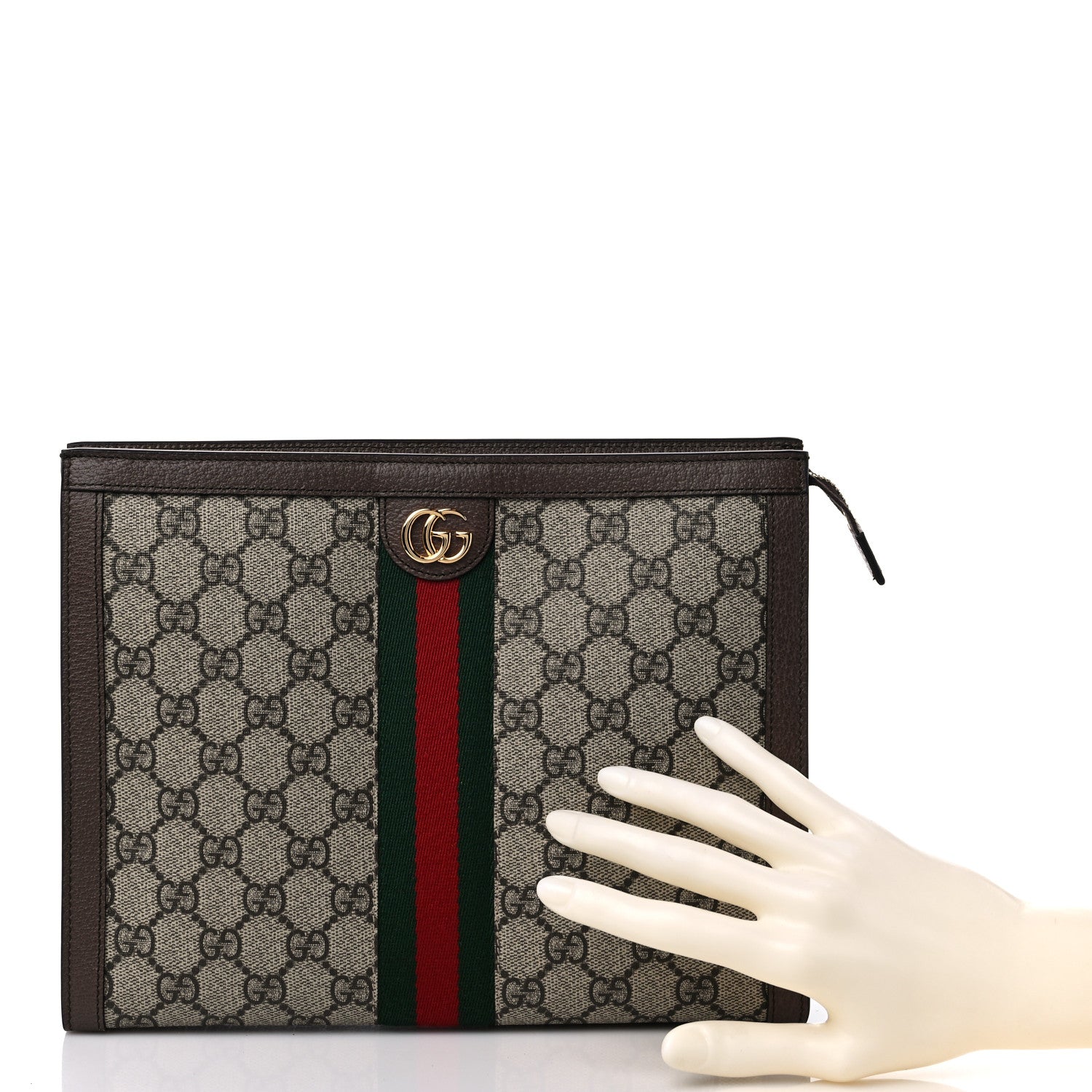 Gucci GG Supreme Monogram Web Ophidia Pouch Brown 2 of 9