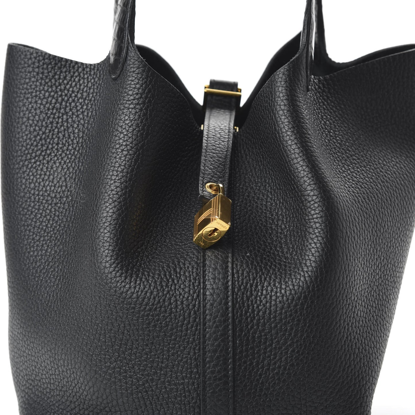 Taurillon Clemence Matte Alligator Picotin Lock Touch 22 MM Black