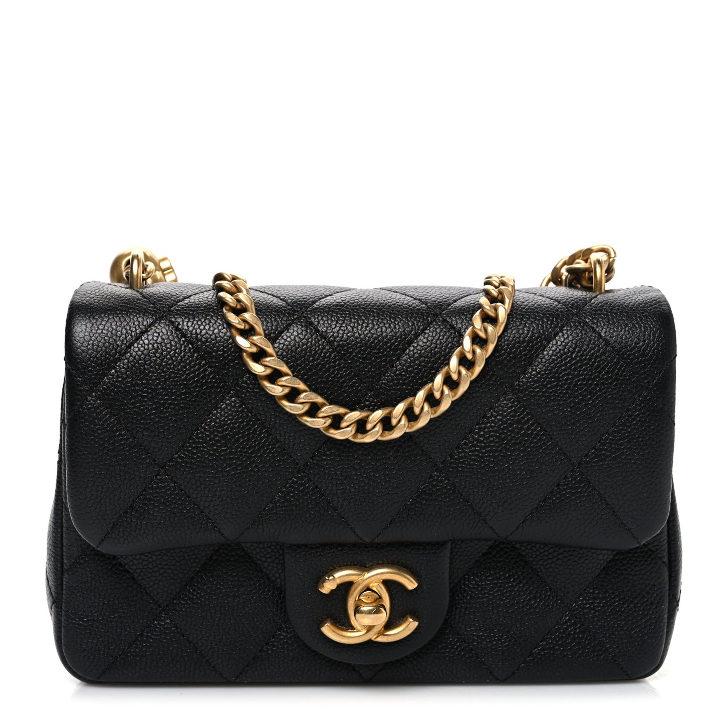 Caviar Quilted Mini Sweetheart Rectangular Flap Black