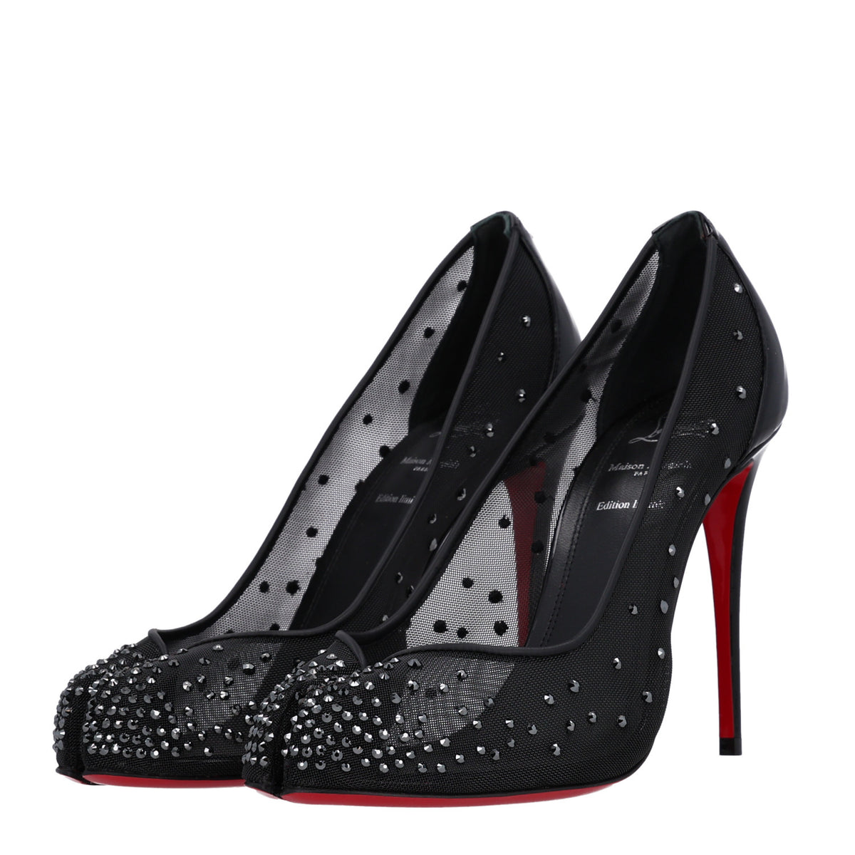 Christian Louboutin X MAISON MARGIELA Rete Patent Strass Bridiela Una 100 Pumps 37.5 Black 4 of 9