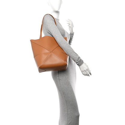 Loewe Shiny Calfskin Medium Puzzle Fold Tote Warm Desert 2 of 10