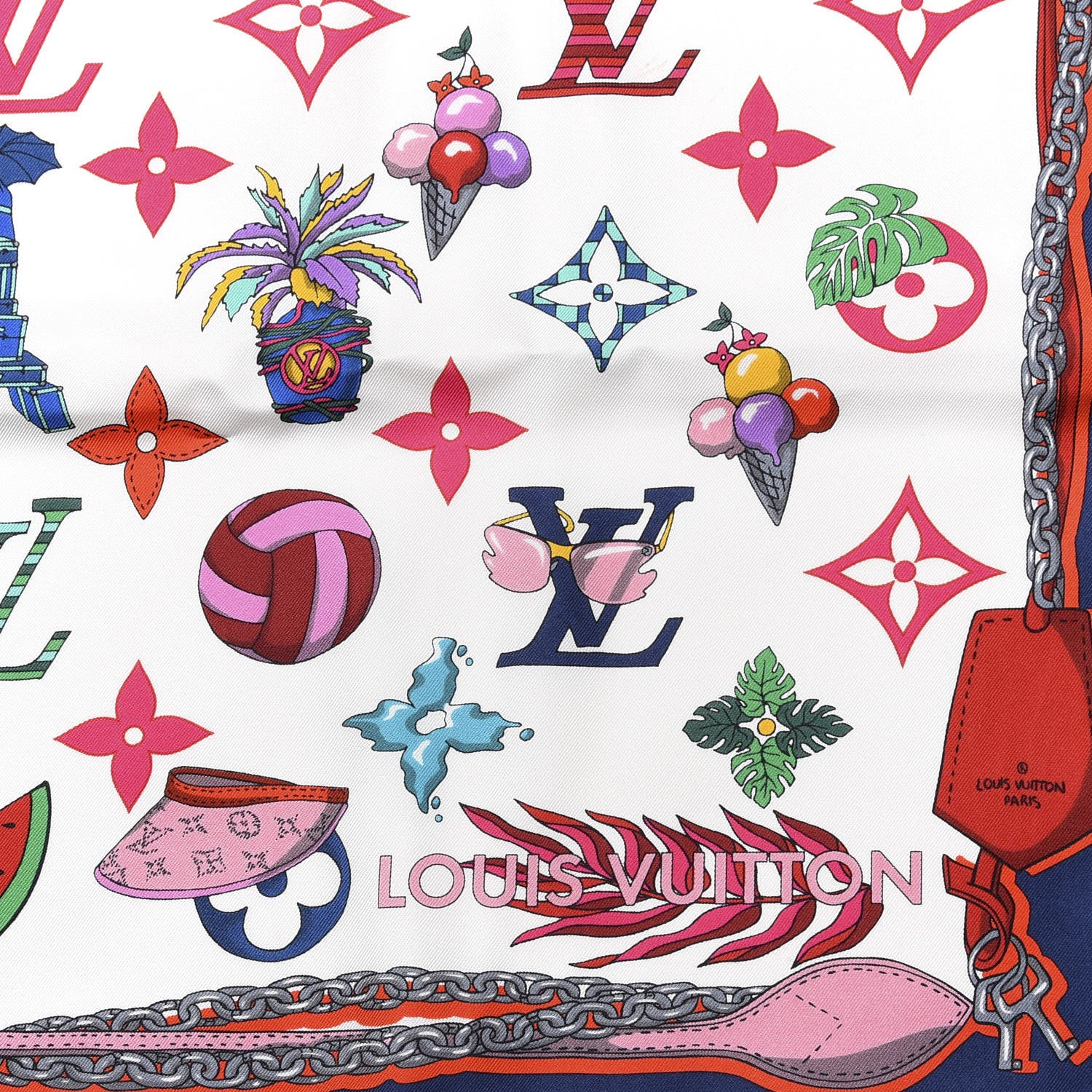 Louis Vuitton Silk Summer Square Scarf 70 White 2 of 3
