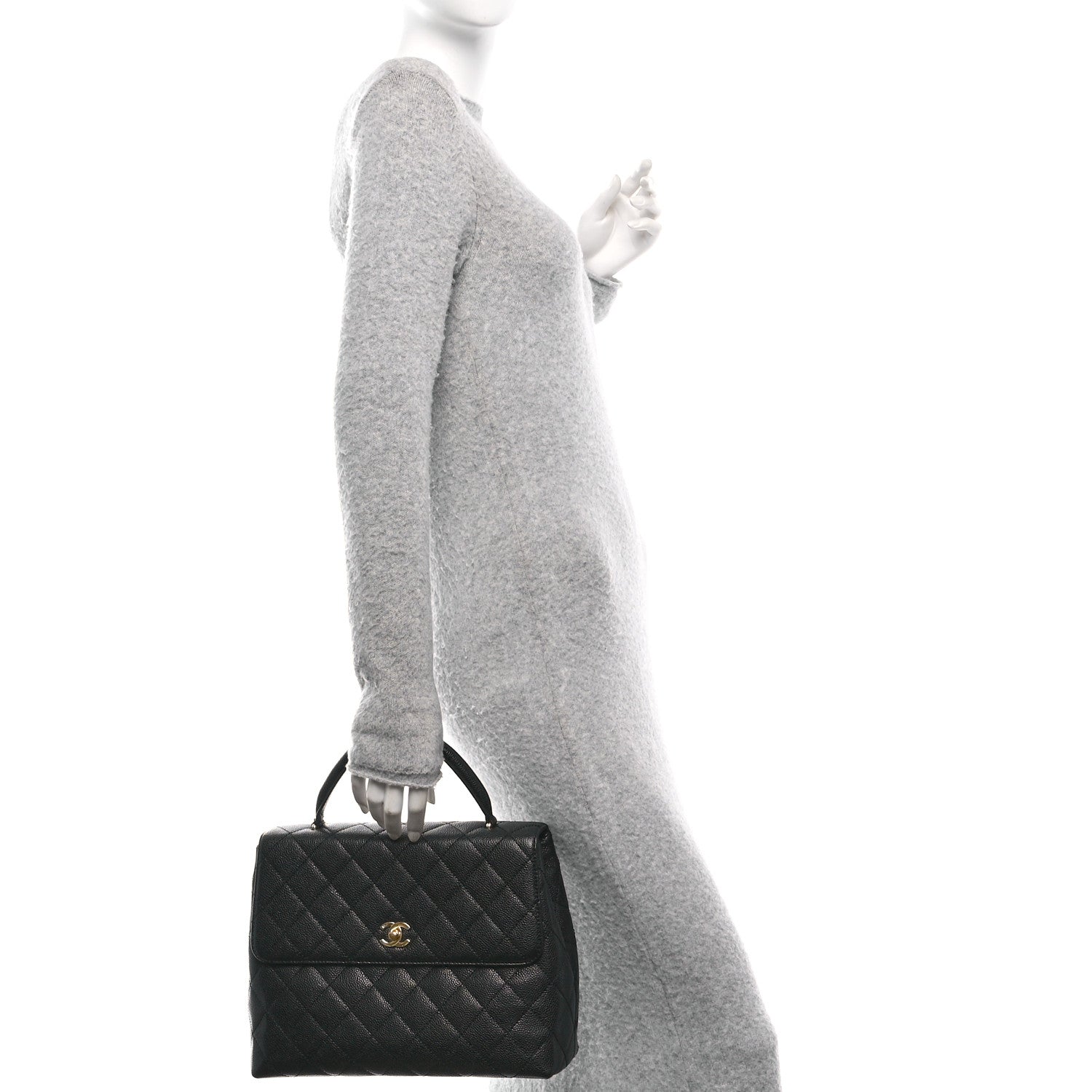Chanel Caviar Quilted Jumbo Kelly Flap Black 2 of 10
