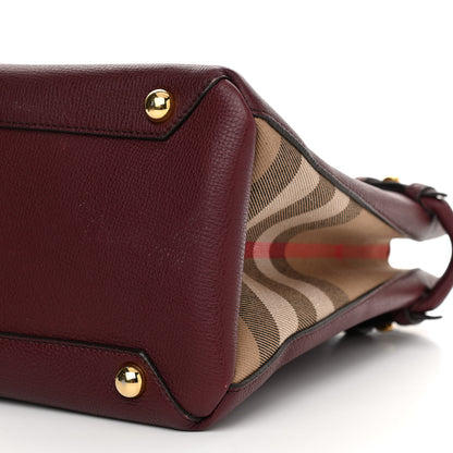 Burberry Grainy Calfskin House Check Medium Banner Tote Mahogany Red 11 of 11