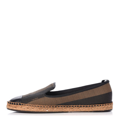 Fendi Canvas Pequin Espadrilles 41 Tobacco Black 1 of 11