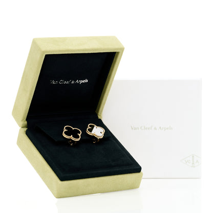 Van Cleef & Arpels 18K Yellow Gold Black Onyx Magic Alhambra Earrings 5 of 5