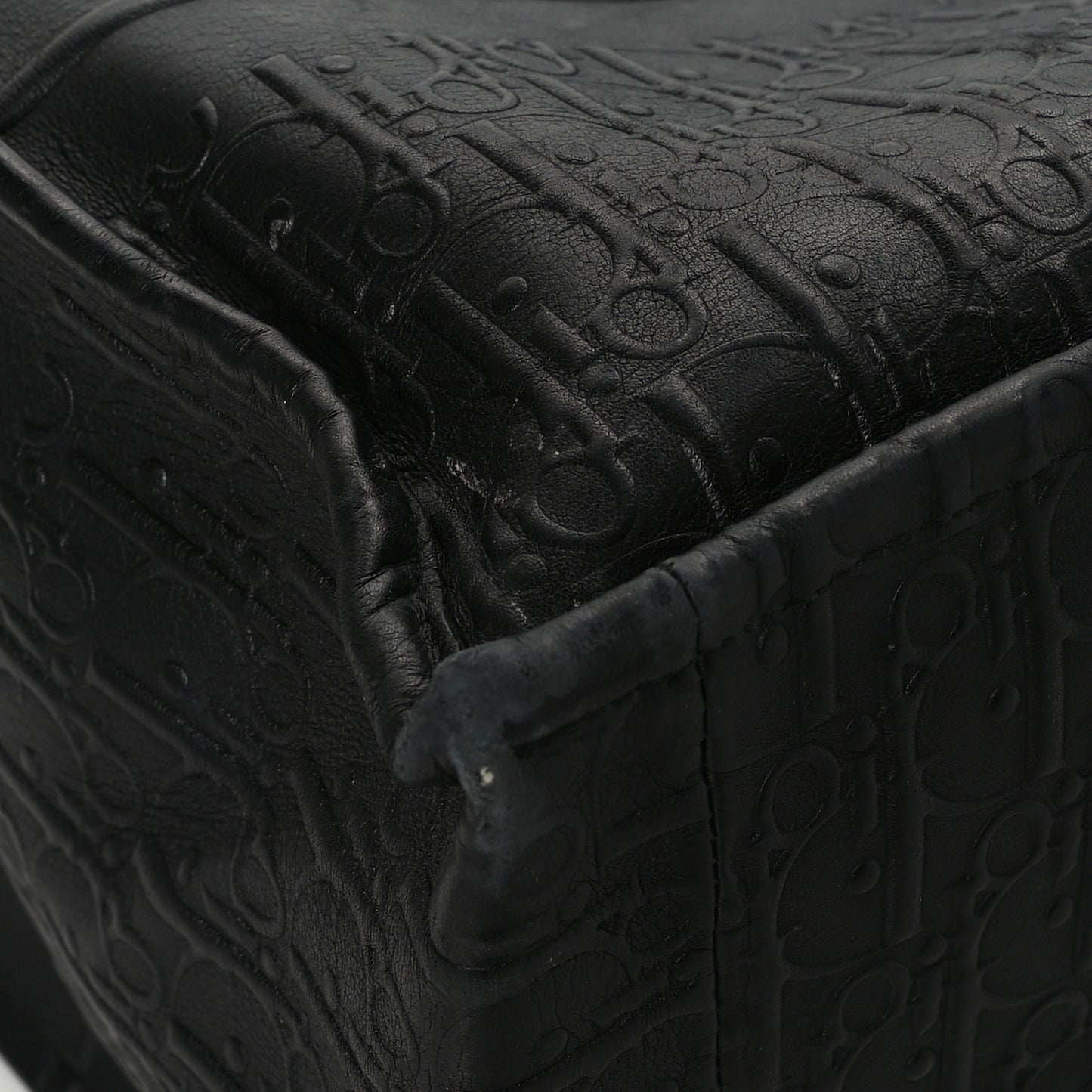 Oblique Calfskin Embossed Large Book Tote Black