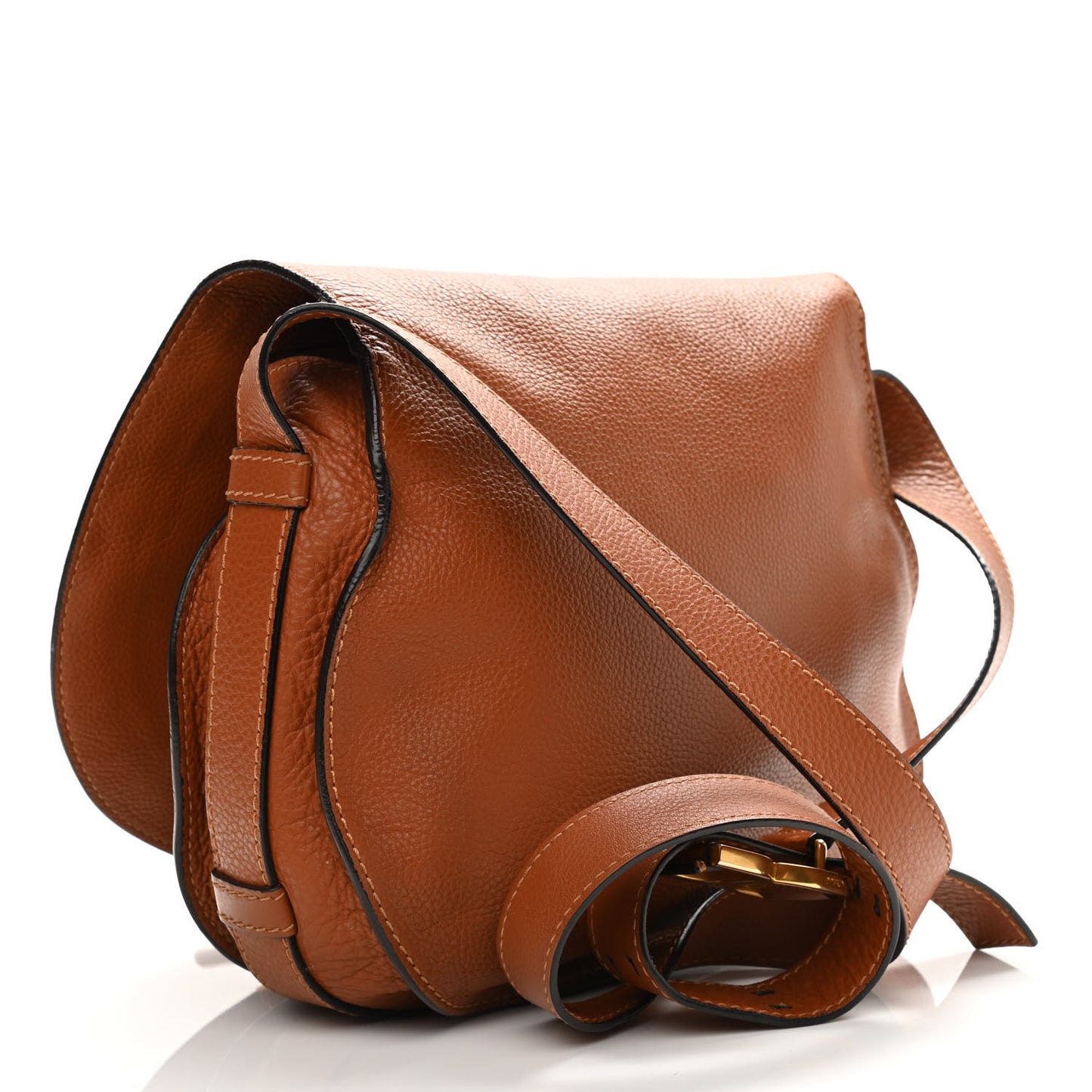 Calfskin Medium Marcie Round Crossbody Bag Tan