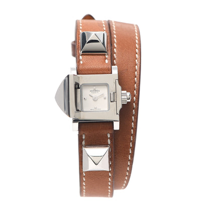 Hermes Stainless Steel Barenia 23mm Medor Double Tour Quartz Watch Fauve 1 of 5