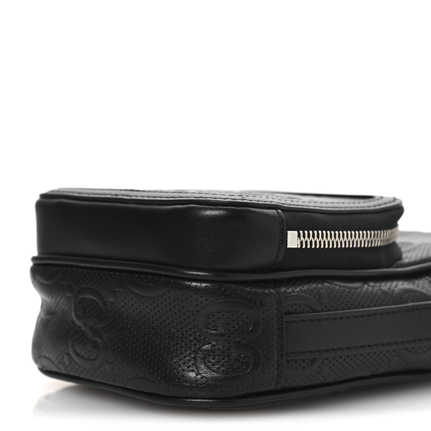 Gucci Calfskin GG Tennis Embossed Mini Double Zip Messenger Bag