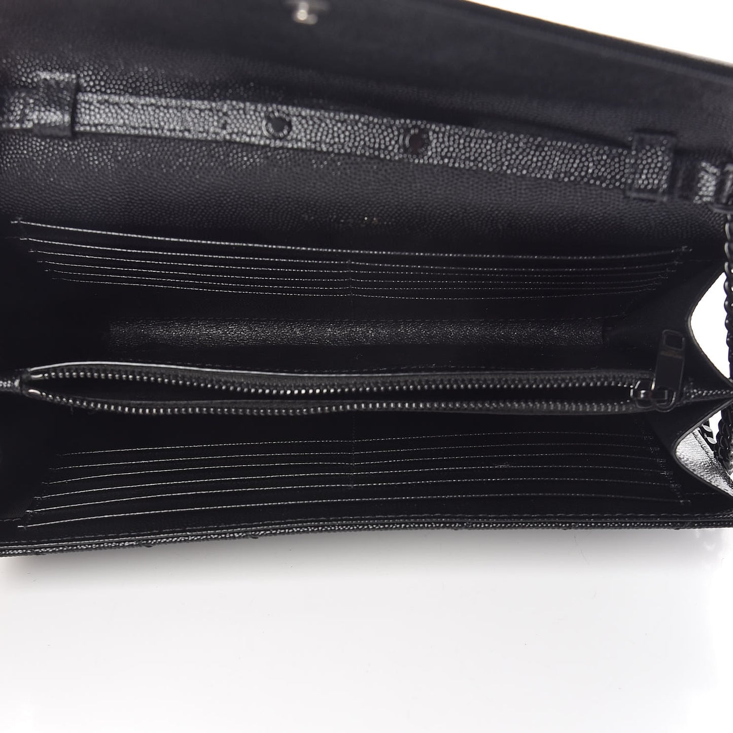 Grain De Poudre Matelasse Chevron Monogram Chain Wallet Black