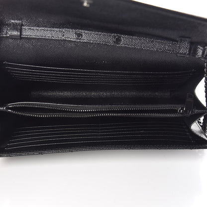 Saint Laurent Grain De Poudre Matelasse Chevron Monogram Chain Wallet Black 5 of 14